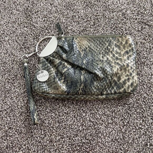 Lulu Wristlet Purse with Silver Accent Leopard print Faux Leather - Picture 1 of 7
